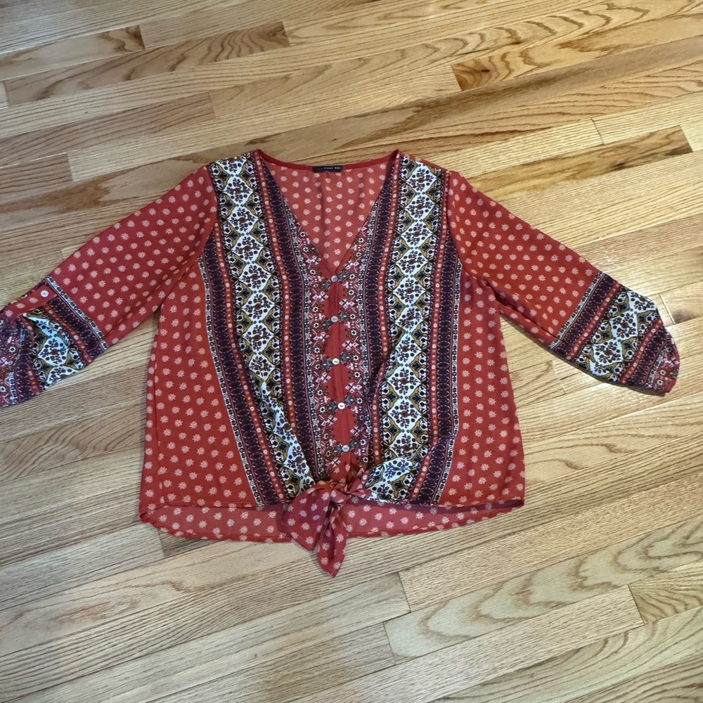 West kei tie waist blouse